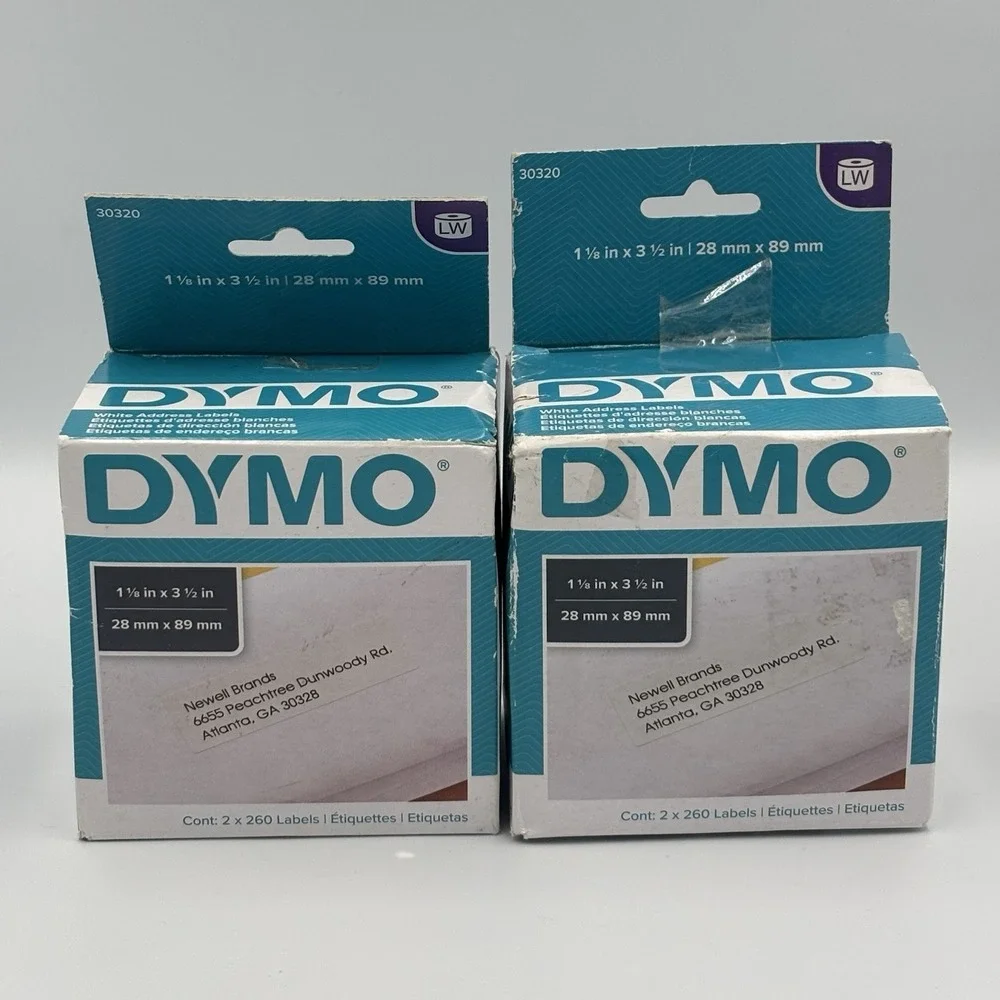 DYMO‎ LabelWriter 30320 White Address Labels 1 1/8 x 3 1/2, 260 labels Lot Of 2